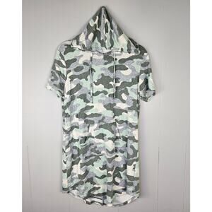 Cato Athleisure Camo Hoodie Dress Women’s Size M Green Gray Soft Stretchy Casual